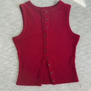 Amazon Women's Red Button-Front Tank Top